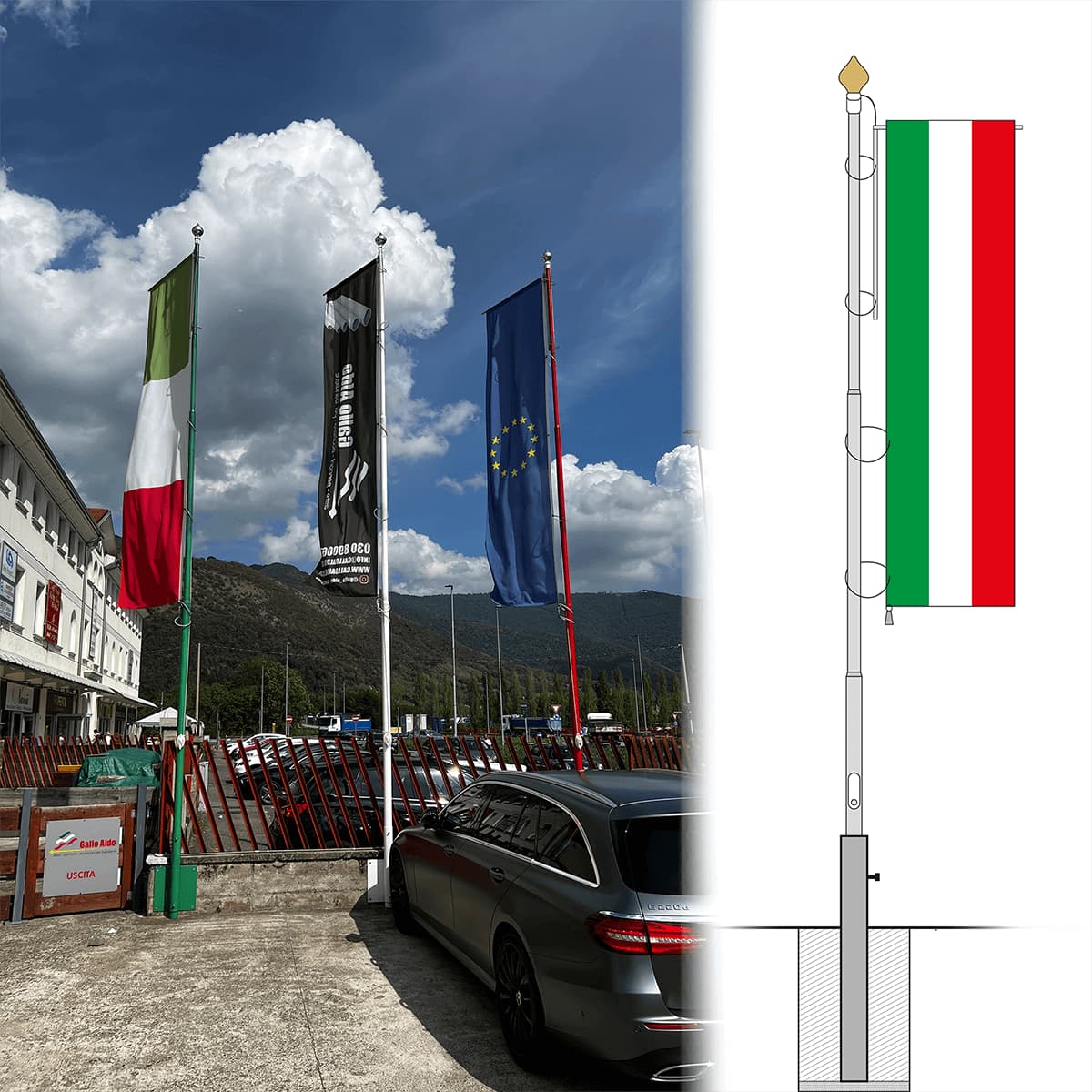 Noleggio pennoni pali per bandiere